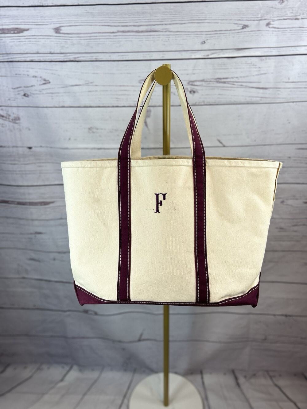 Vintage LL Bean Boat & Tote Canvas Bag Magenta Made USA Large Tote 90s Y2K